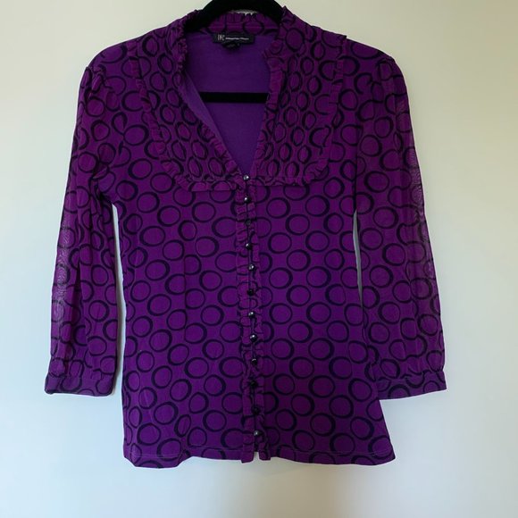 INC Purple Pattern Blous - Picture 1 of 4